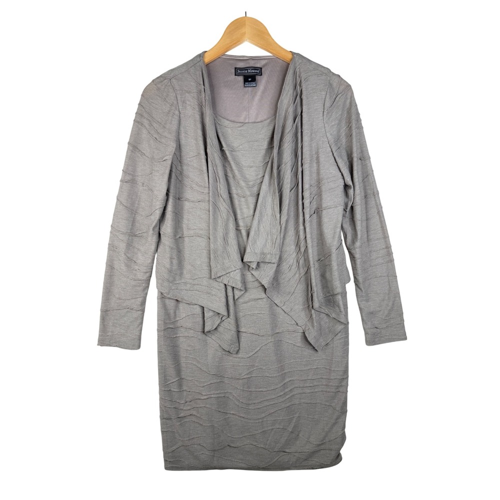New Jessica Howard Dress/Cardigan set size‎ 8 Petite Beige